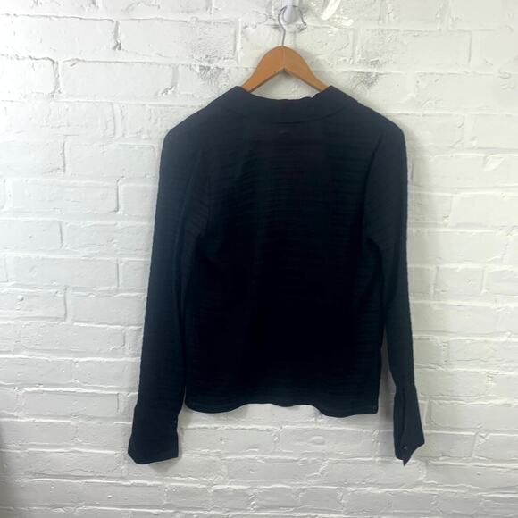 Great Jones Women's Front Button Blouse Top Long Sleeve Black Size Black Size 8P - Picture 2 of 4